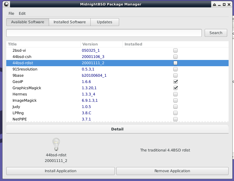 mport Package Manager Available Software