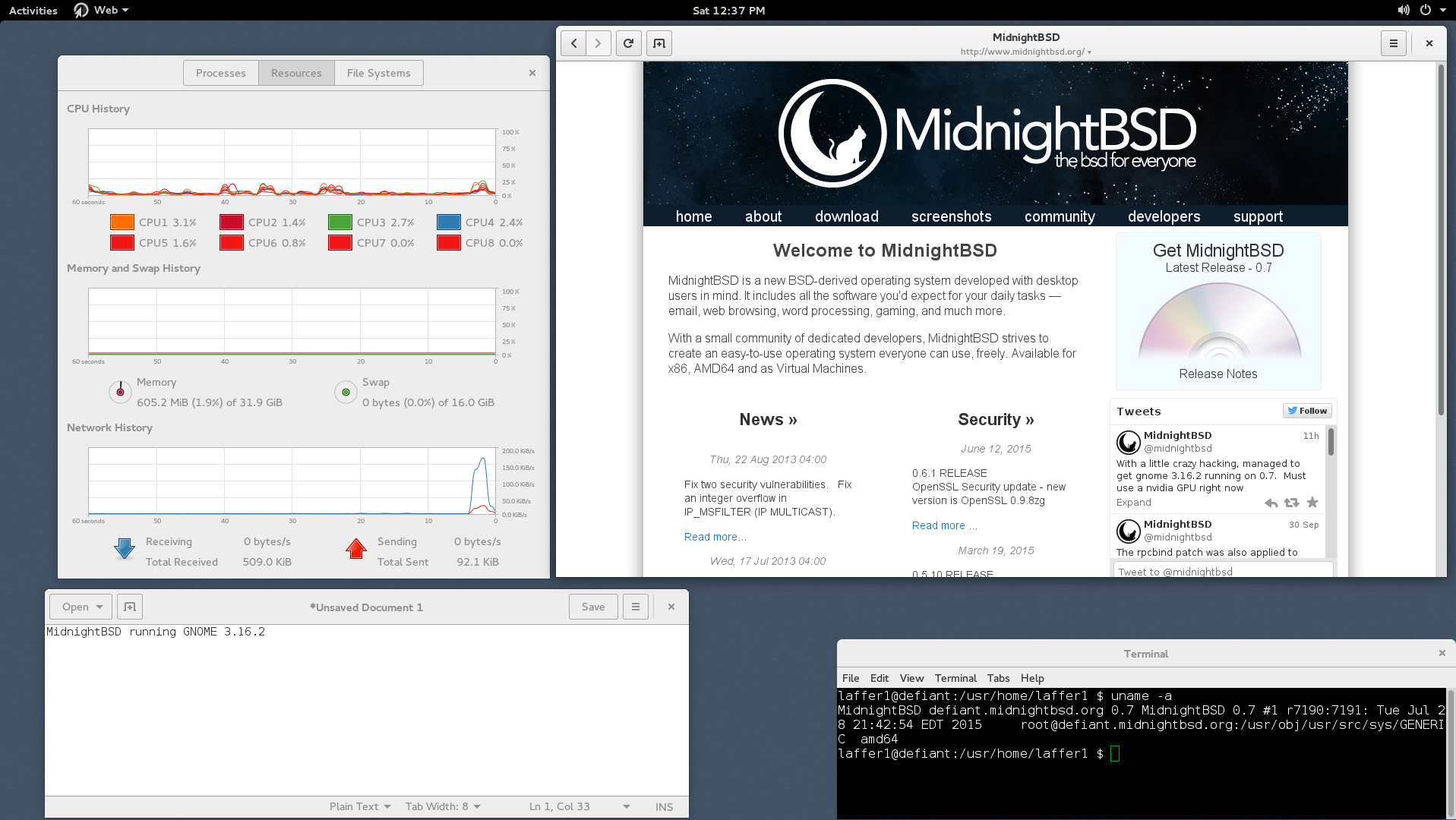 MidnightBSD 0.7 Captura de pantalla